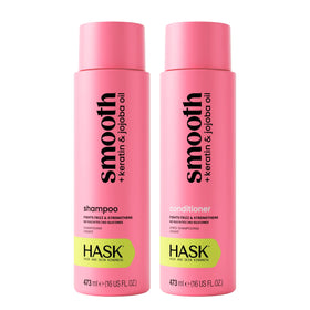 HASK front packaging showing bottles and benefits for smoothing