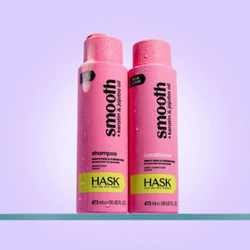 HASK bottles staged in bathroom for routine-ready styling