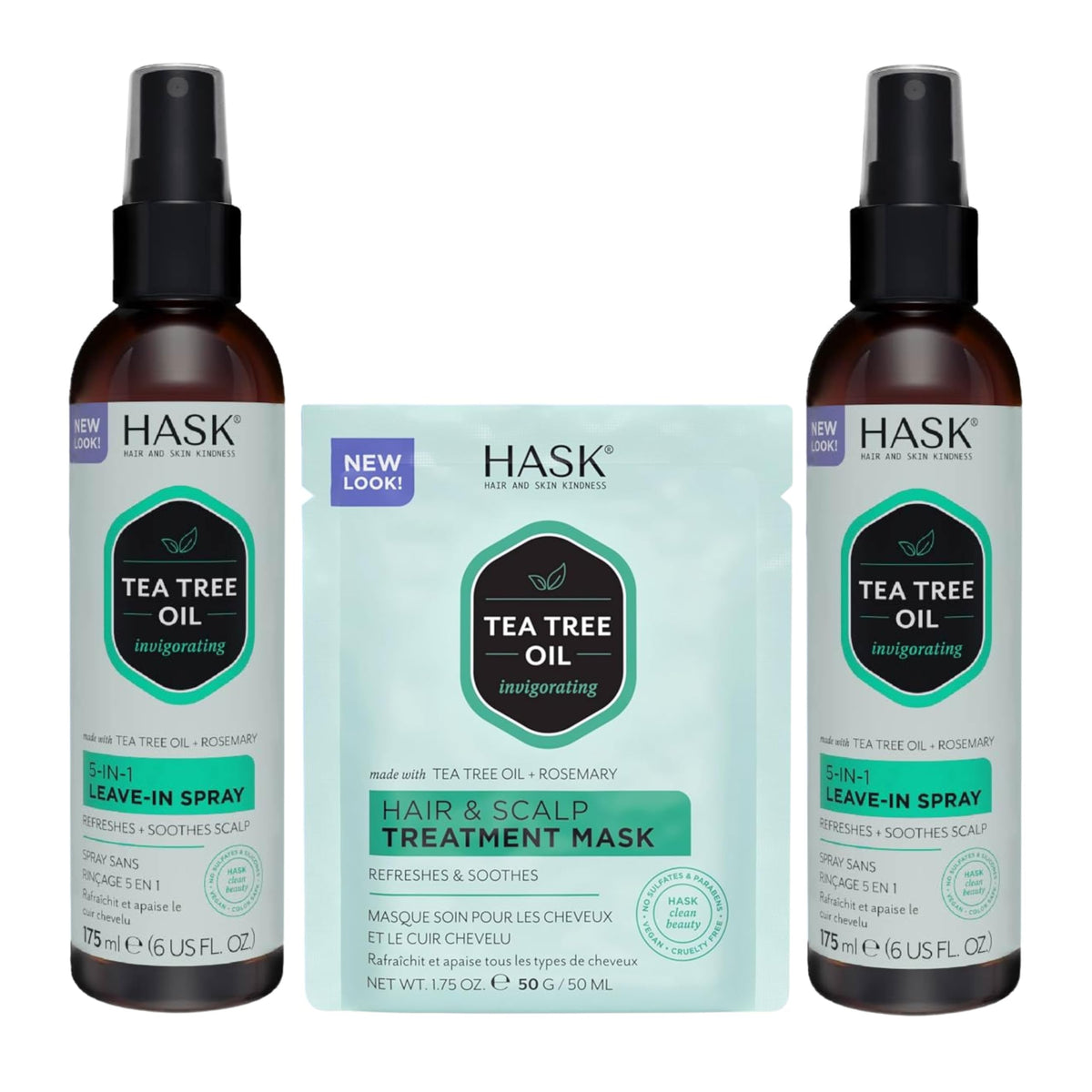 HASK front packaging showing duo bottles and packette for convenient travel