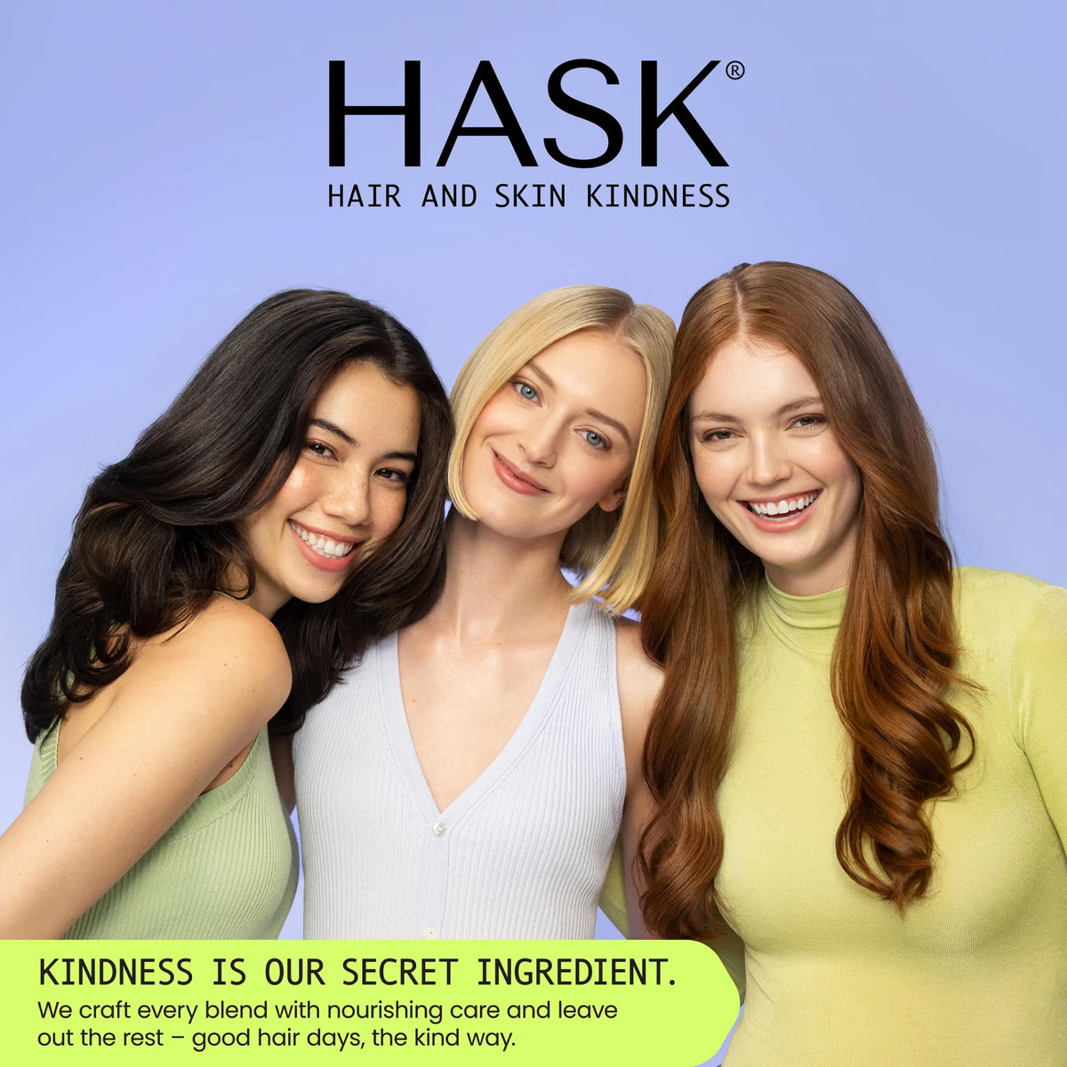HASK bottle on bathroom shelf in lifestyle setting suggesting daily routine