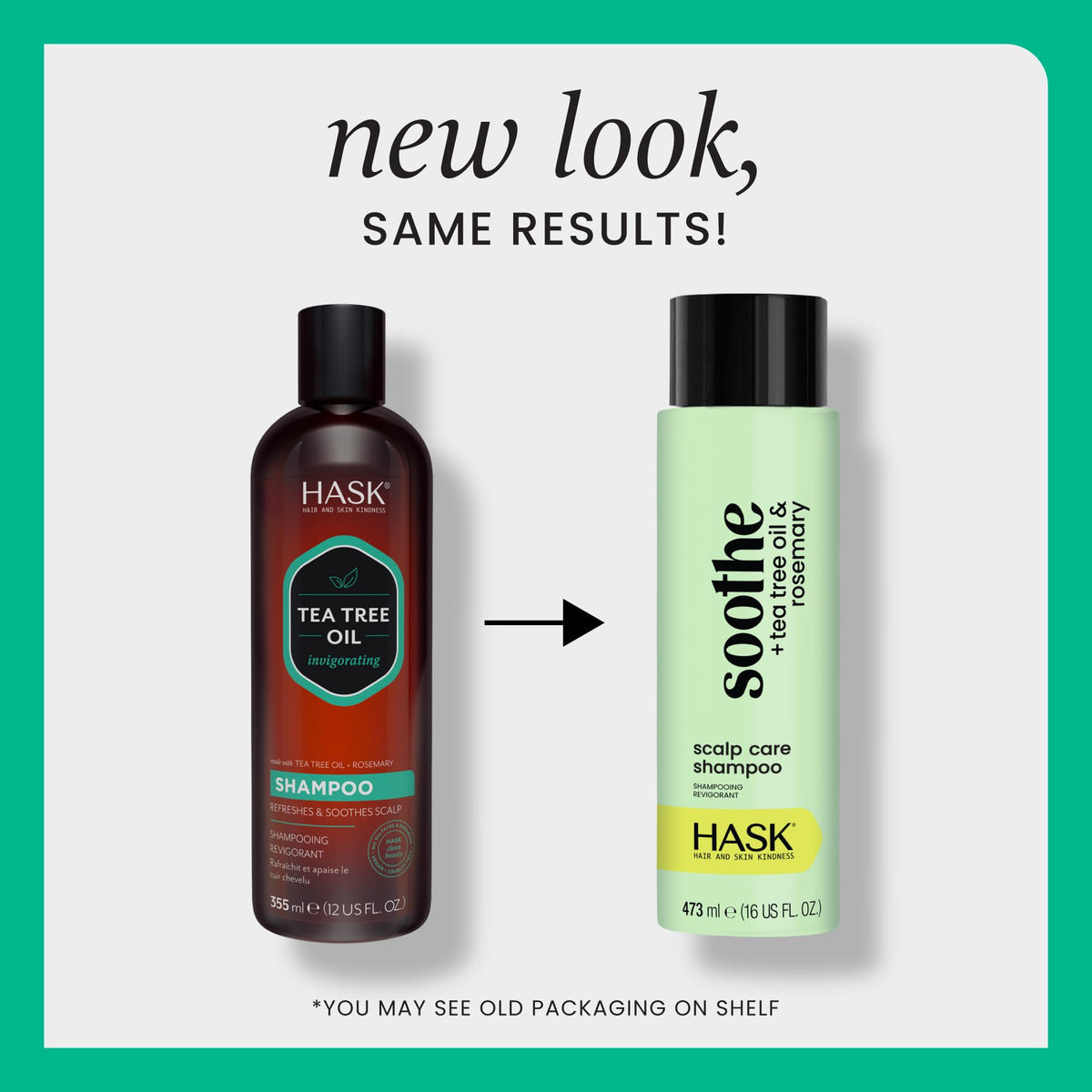 HASK tea tree shampoo pump close-up highlighting easy dispensing and fresh scent benefit