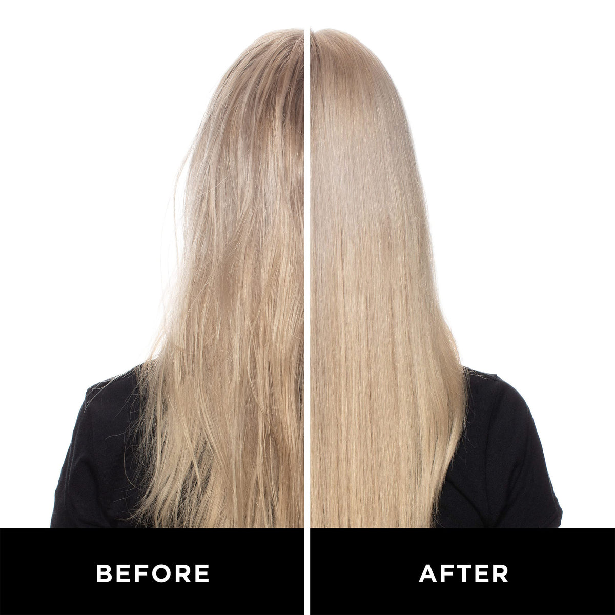 HASK texture on hair showing smooth, shiny strands for visible frizz control