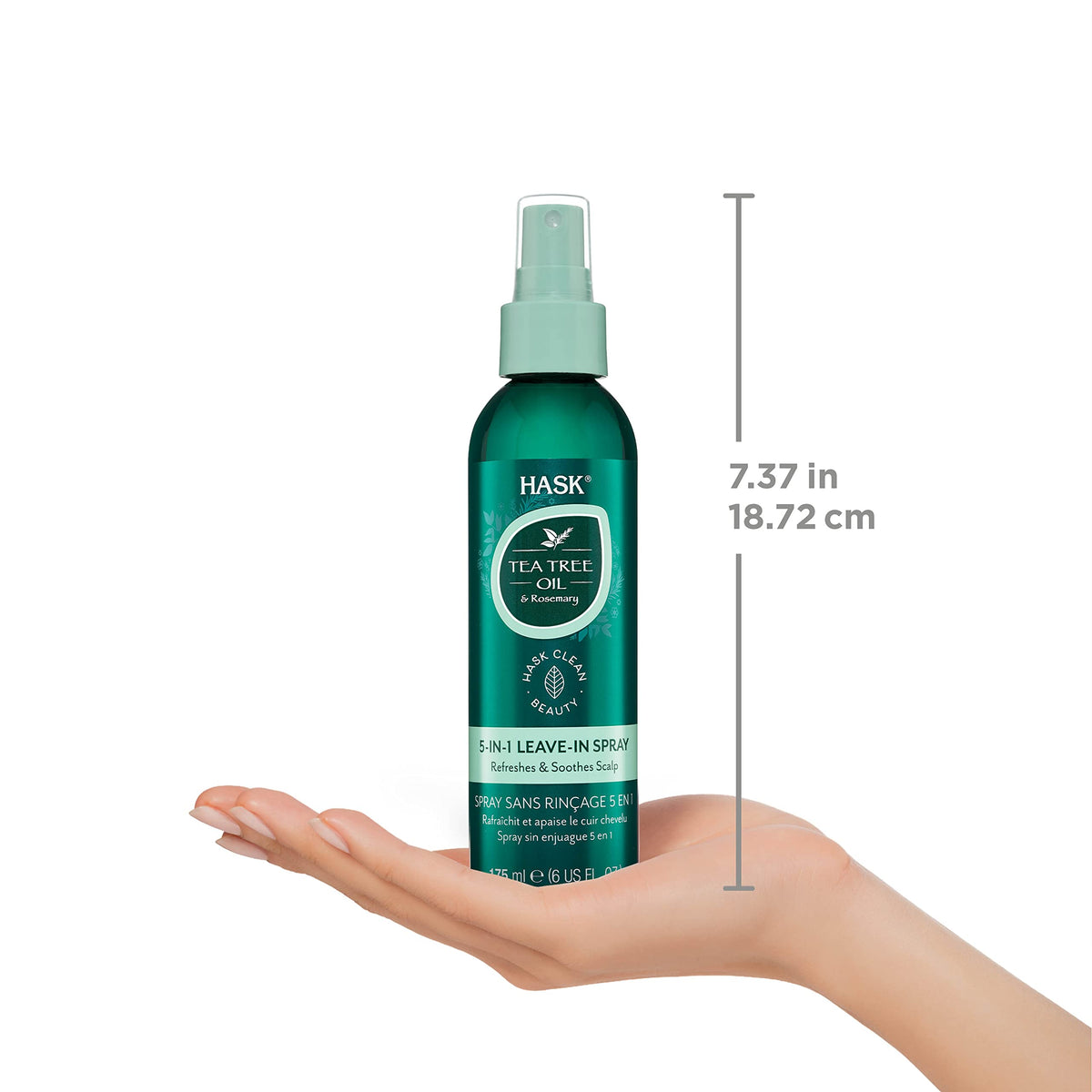 HASK on bathroom shelf with towels, creating a clean self-care lifestyle scene