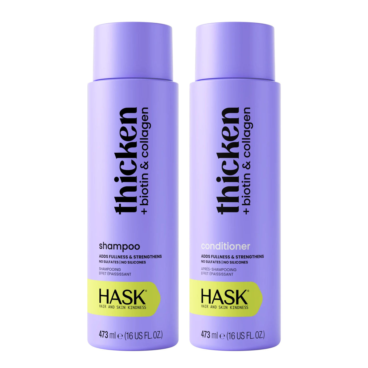 HASK front packaging showing shampoo and conditioner for visible volume