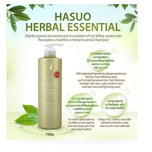 HASUO shampoo in hand creating lather to show gentle cleansing action