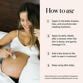 HATCH applied to pregnant belly close-up soothing and hydrating benefit