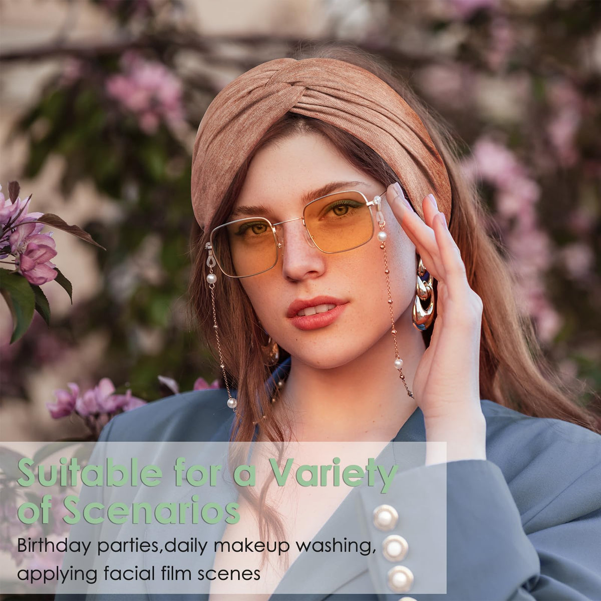 HAUHC model wearing headband showcasing secure non-slip fit during activity