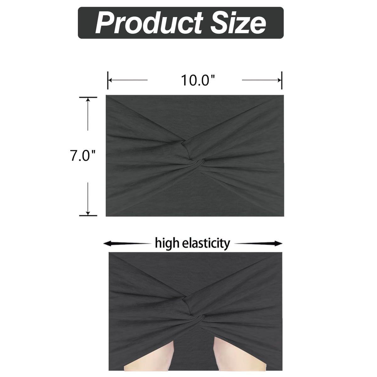 HAUHC hand holding headband to show scale, clear size reference