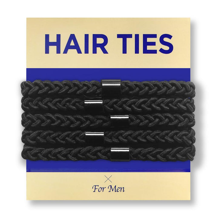 HAVHAF braided hair tie front view showing black elastic and masculine look for secure hold