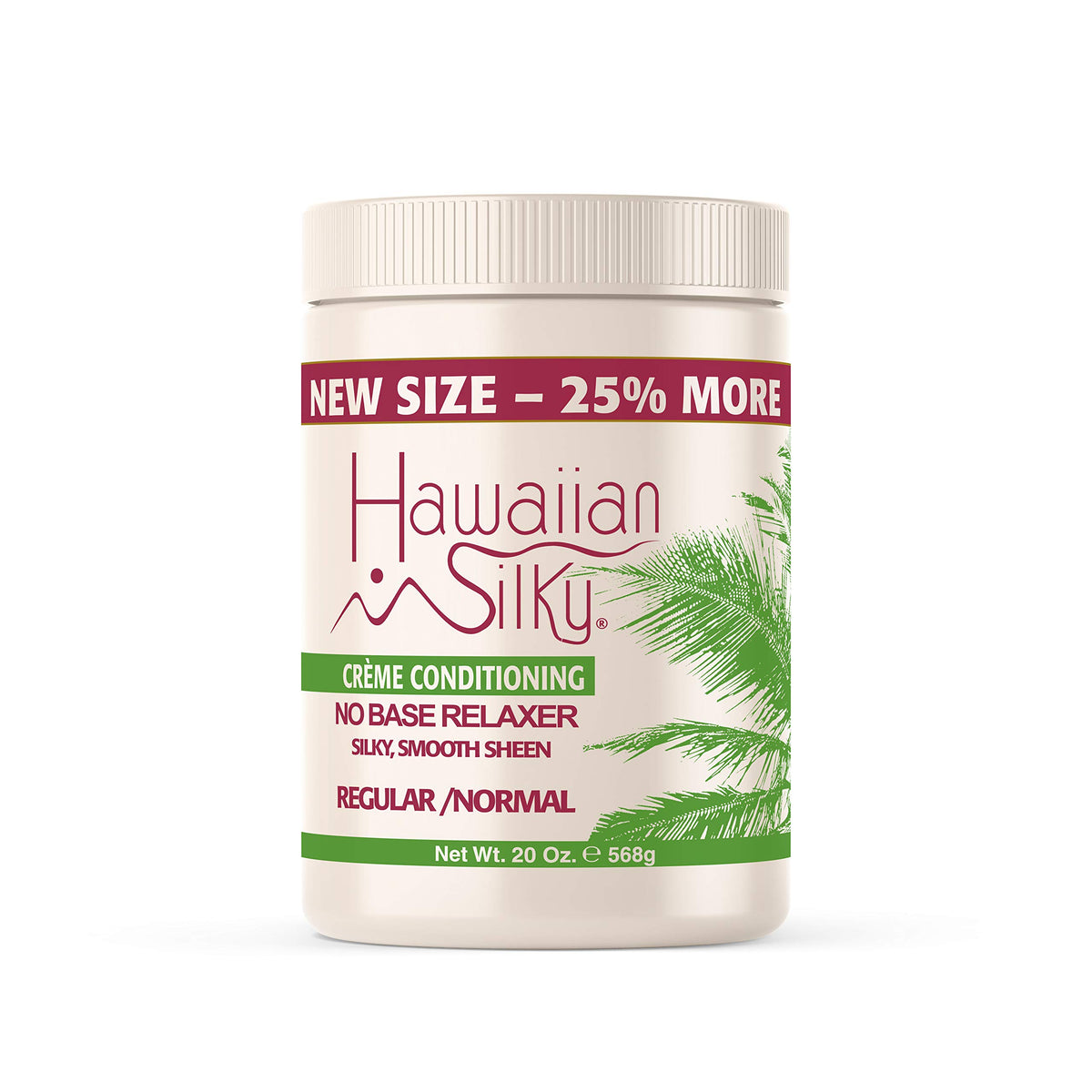Hawaiian Silky front jar showing label and 20 oz size for clear product identification and benefit