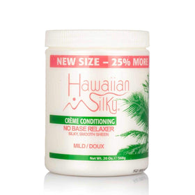 Hawaiian Silky front packaging showing 20 ounce jar and label, clear product ID and benefits