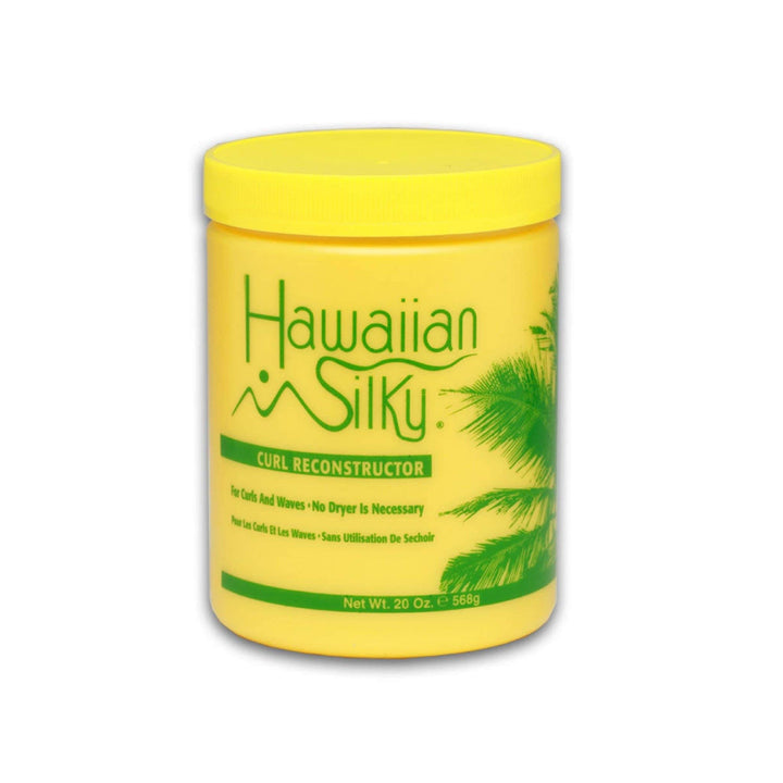 Hawaiian Silky jar front view showing label and 20 ounce size, clear product benefit