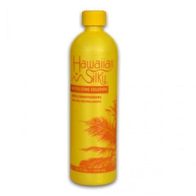 Hawaiian Silky front label of yellow 16 fl oz neutralizing solution showing product details and brand benefit