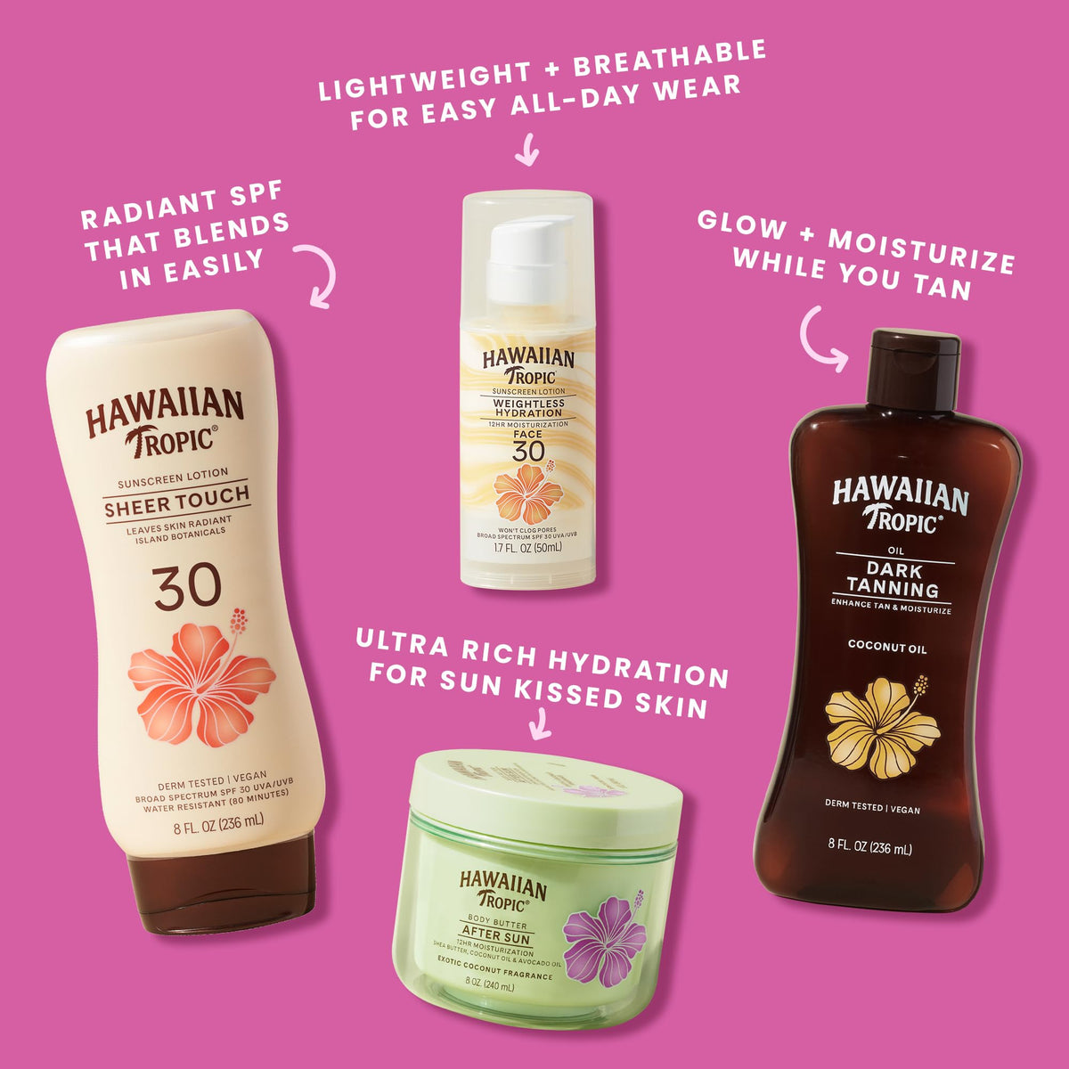 Hawaiian Tropic jar inside beach bag lifestyle scene for post-sun care