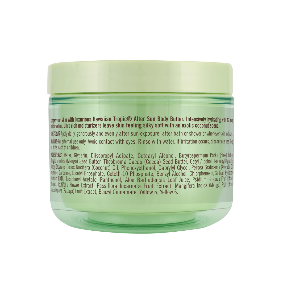 Hawaiian Tropic cream spread on forearm showing silky soft finish