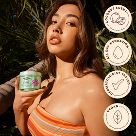 Hawaiian Tropic coconut and shea butter ingredients close-up nourishing skin