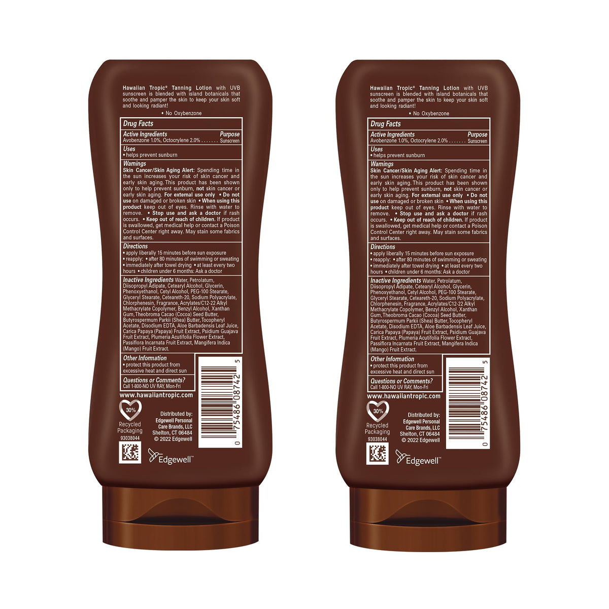 Hawaiian Tropic with after-sun lotion suggesting hydration routine