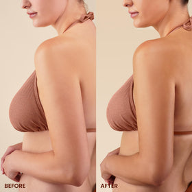 Hawaiian Tropic application mitt in hand illustrating mess-free, even blending benefit
