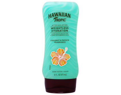Hawaiian Tropic front bottle showing clear gel and convenient cap for travel