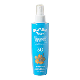 Hawaiian Tropic front packaging of SPF 30 mist showing bottle and branding for easy identification