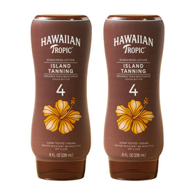 Hawaiian Tropic front packaging showing twin pack and benefits