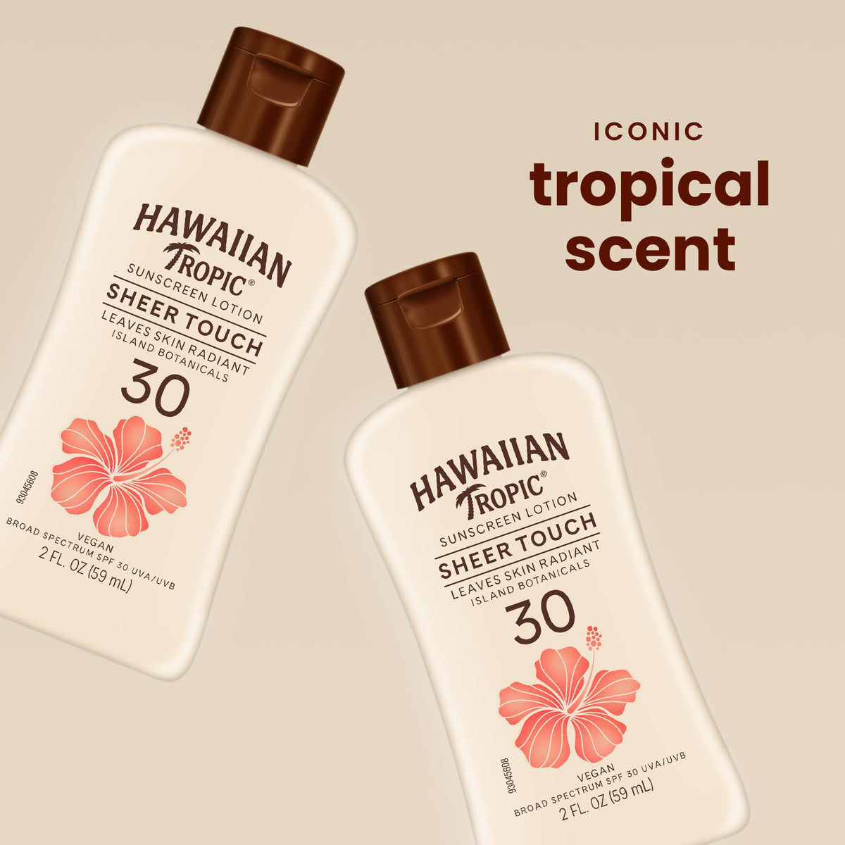 Hawaiian Tropic label zoom on SPF 30 and oil-free formulation benefit