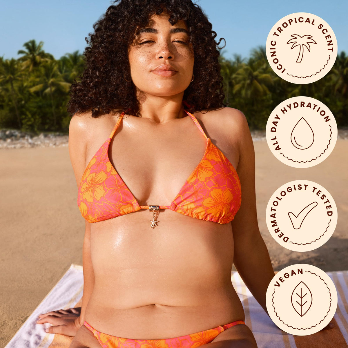 Hawaiian Tropic label ingredients panel with botanical extracts listed