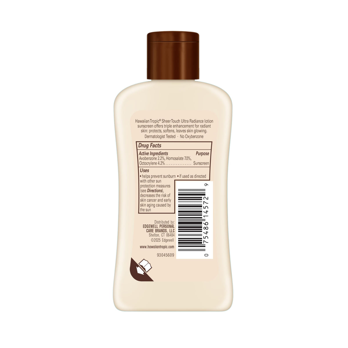 Hawaiian Tropic bottle in beach bag suggesting on-the-go sun protection benefit