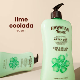 Hawaiian Tropic bottle open cap dispensing lotion for easy application