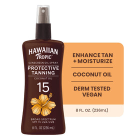 Hawaiian Tropic pump spray nozzle detail for quick, mess-free application