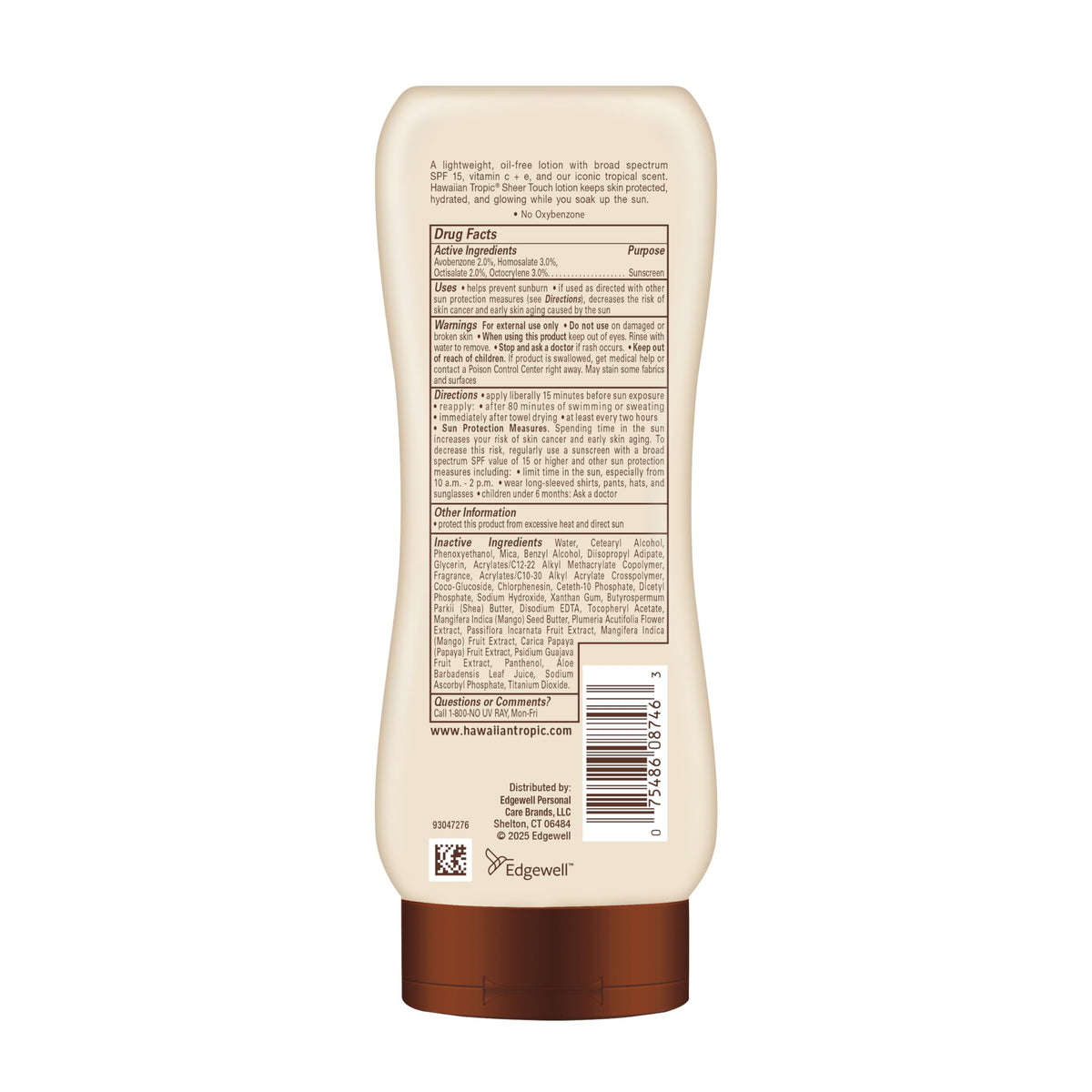 Hawaiian Tropic bottle in beach setting conveying tropical scent