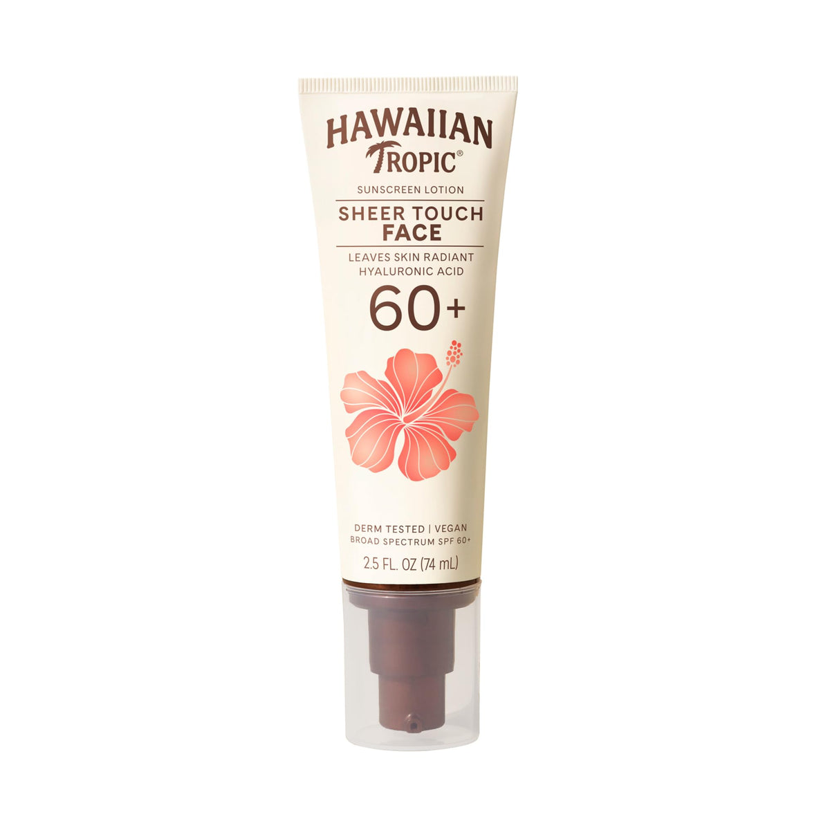 Hawaiian Tropic front packaging showing SPF 60 and travel-sized convenience