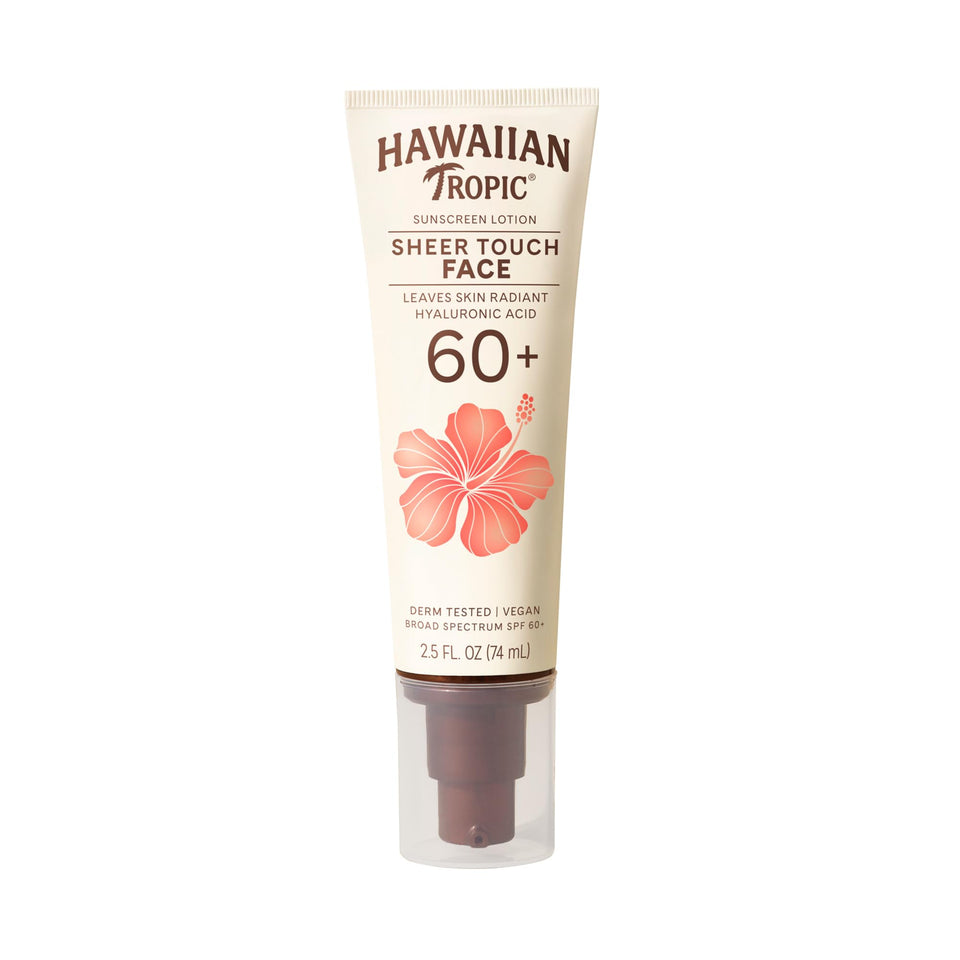 Hawaiian Tropic front packaging showing SPF 60 and travel-sized convenience