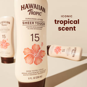 Hawaiian Tropic pump close-up highlighting easy dispensing