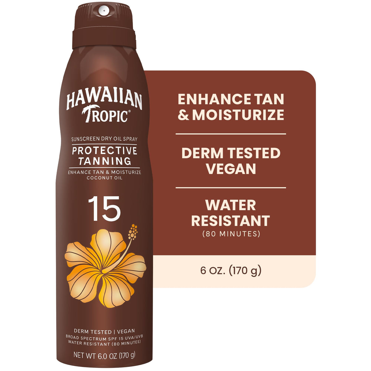 Hawaiian Tropic clear spray nozzle close-up for easy, precise application