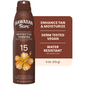 Hawaiian Tropic clear spray nozzle close-up for easy, precise application