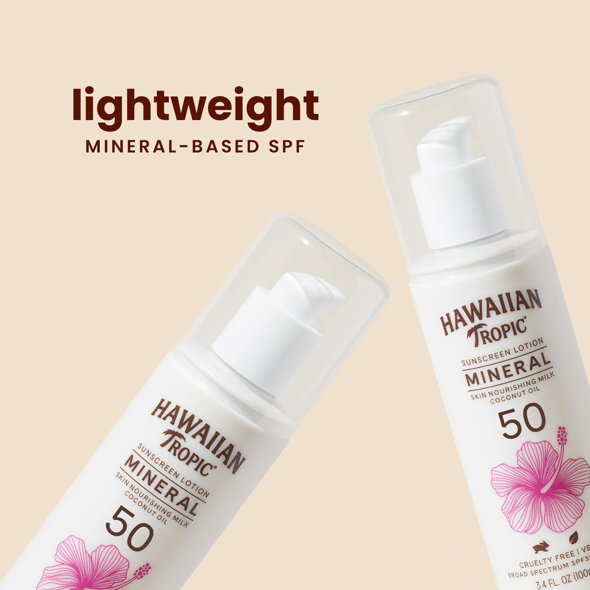 Hawaiian Tropic texture close-up showing lightweight milk and easy spread