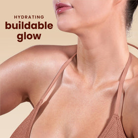Hawaiian Tropic mist on skin texture close-up showing transparent formula for smooth finish