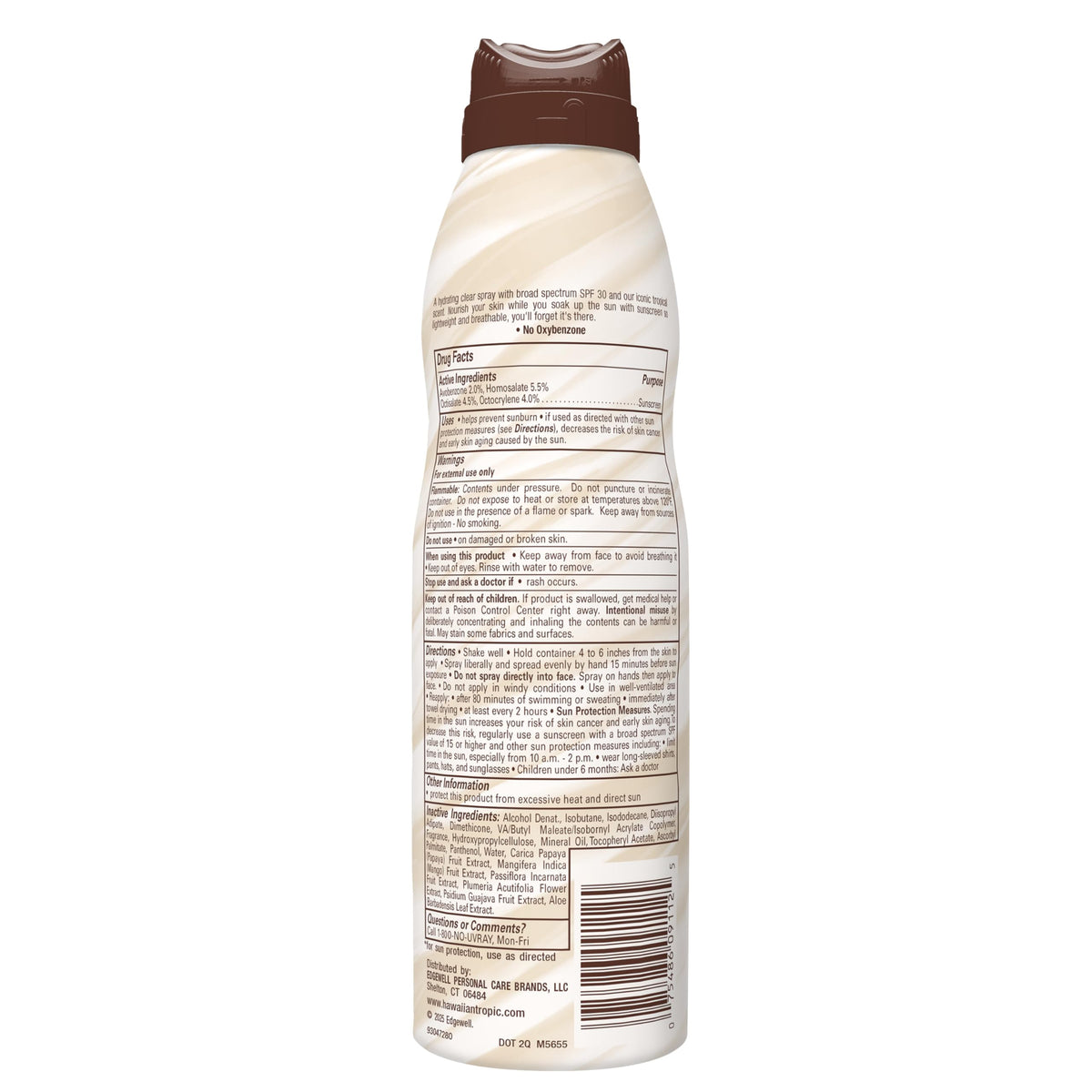 Hawaiian Tropic twist-lock top detail showing travel-friendly leak prevention