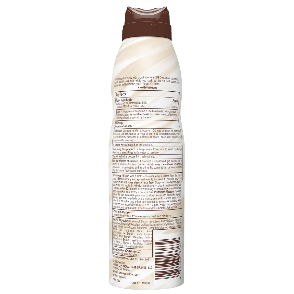 Hawaiian Tropic twist-lock top detail preventing leaks while travelling