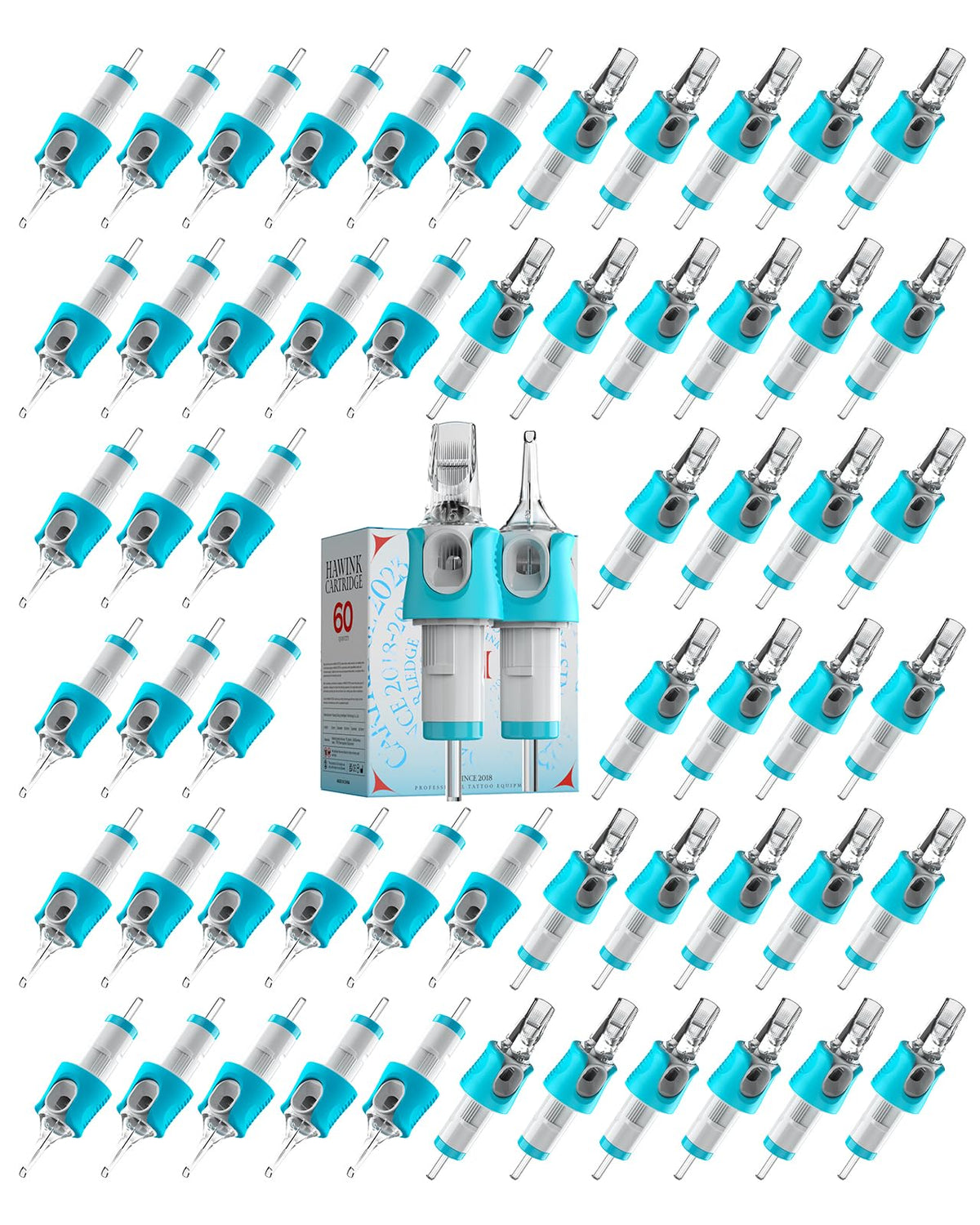 HAWINK front packaging showing box of 60 cartridges and clear labeling for quick selection