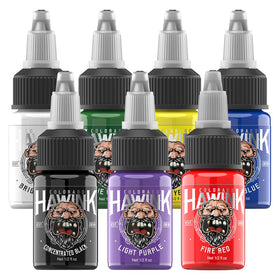 HAWINK front packaging with seven 15ml bottles showing clear labeling and professional layout