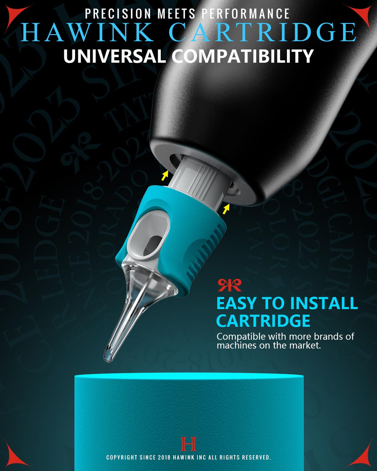 HAWINK lifestyle studio shot with cartridges on workstation conveying ready-to-use convenience