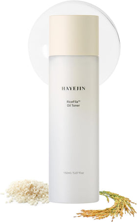 HAYEJIN front packaging of RiceFila Oil Toner showing bottle and label for product recognition