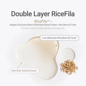 HAYEJIN rice bran and argan oil ingredients arranged to highlight nourishing natural components