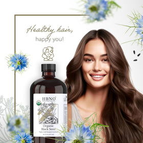 HBNO oil used in hair treatment scene illustrating shine and frizz control benefits