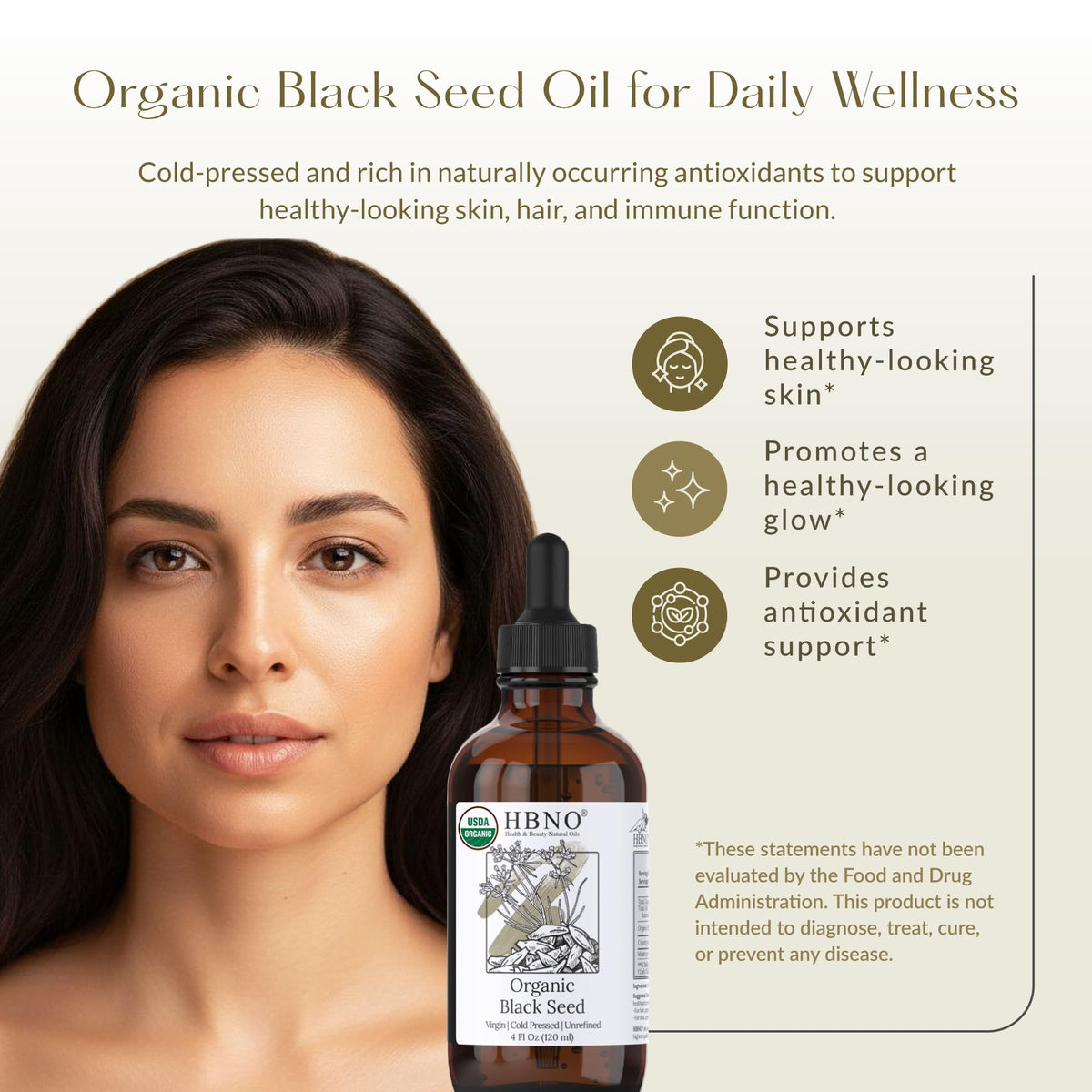 HBNO applied to hands for face and hair demonstrating easy absorption and conditioning