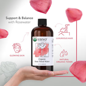 HBNO rose water pouring detail highlighting purity and texture