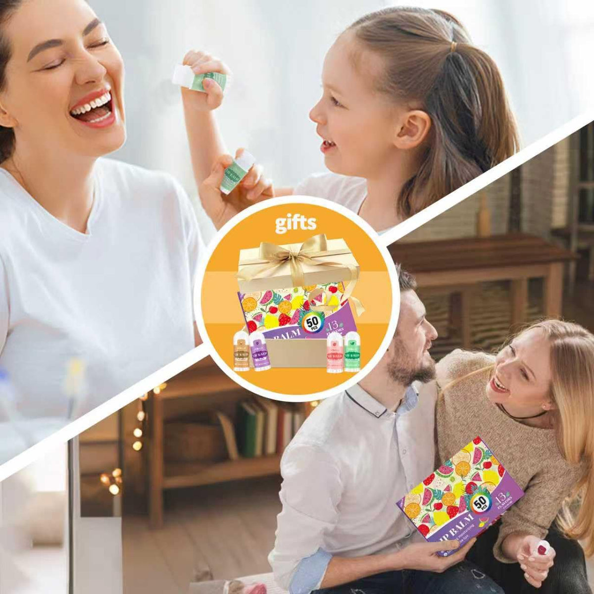HCKLM lip balms arranged in gift bags for parties showcasing gifting convenience