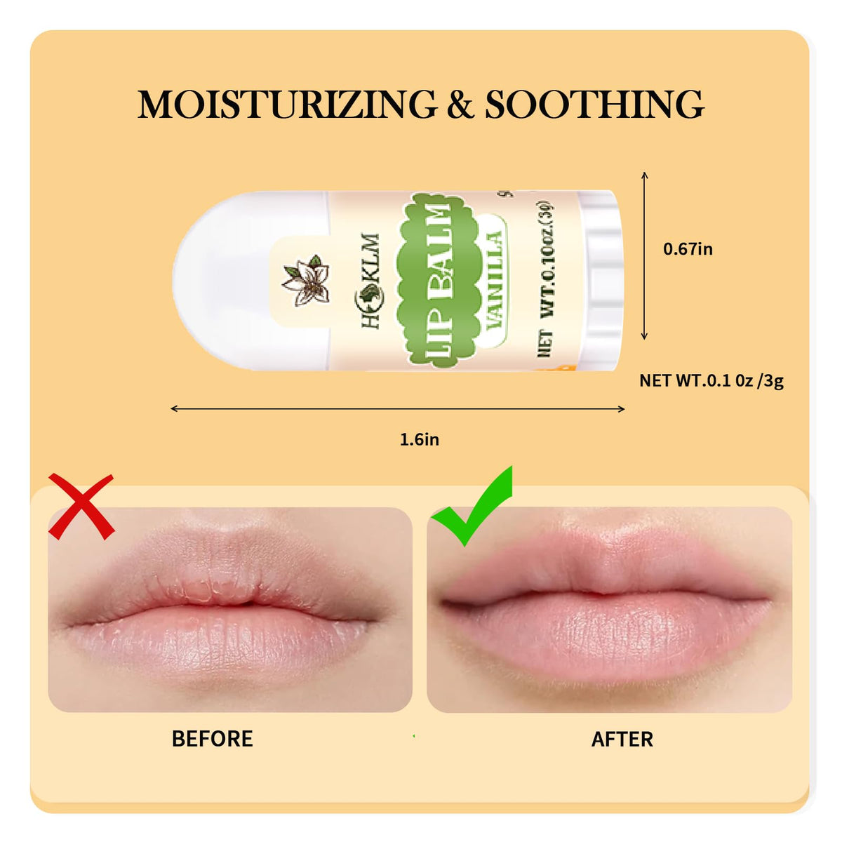 HCKLM size comparison with coin showing mini lip balm portability benefit